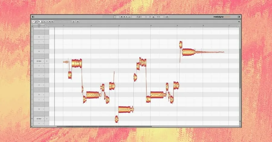 Melodyne vocal editing interface showing blob-style pitch segments