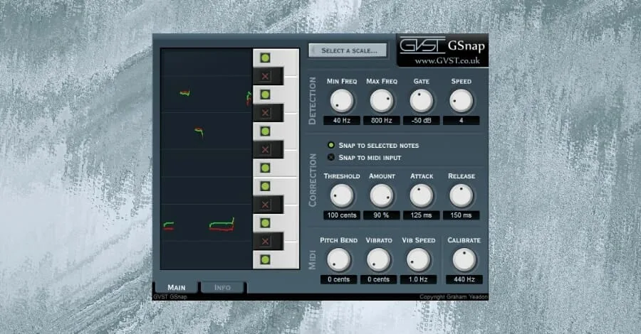 GVST GSnap free pitch correction plugin interface
