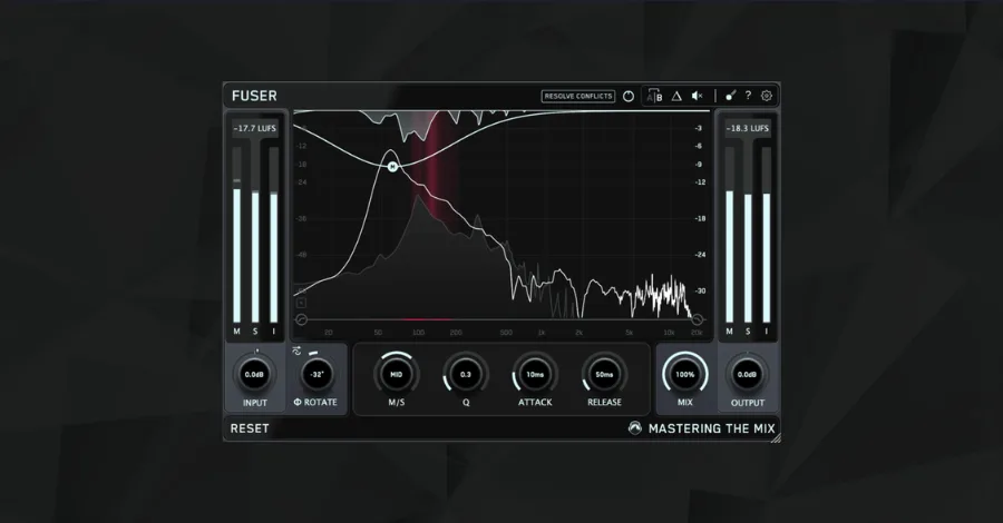Mastering the Mix FUSER plugin resolving frequency conflicts between two tracks