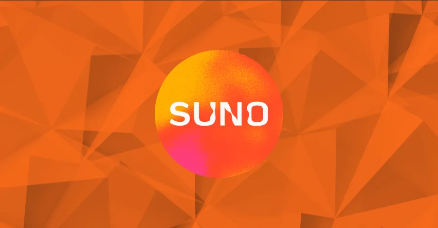 Suno AI music generator interface with track prompts and waveforms