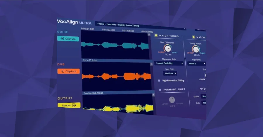 Synchro Arts VocAlign automatically aligning two vocal takes