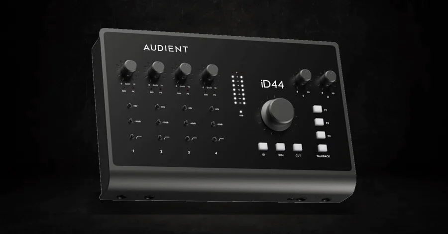 Audient iD44 MkII desktop interface with four console preamps