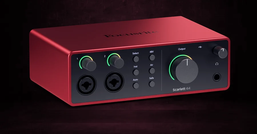 Focusrite Scarlett 4i4 4th Gen audio interface with line inputs and MIDI