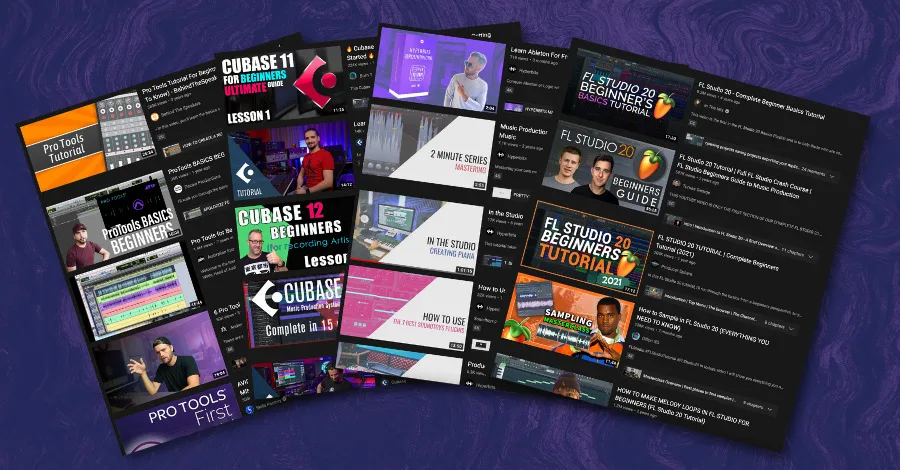Learning resources and documentation for DAW beginners, showing tutorial materials