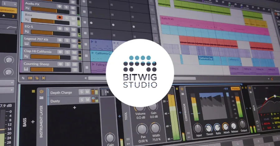 Bitwig Studio interface showing its unique modular and visual approach to music production