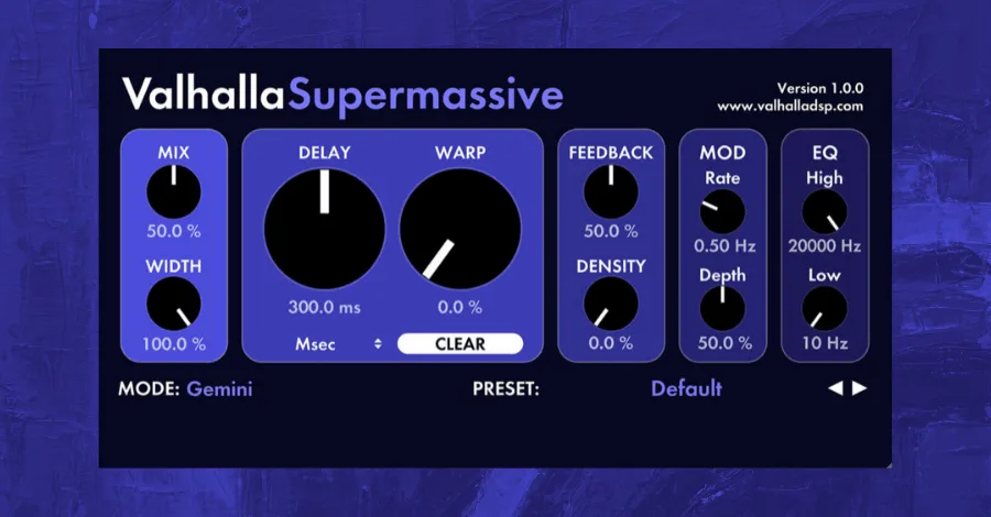Valhalla SuperMassive reverb/delay interface