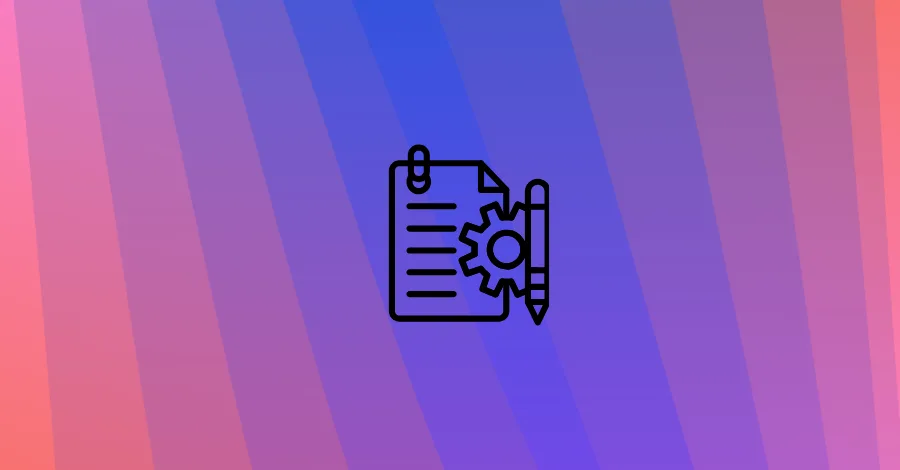 Document and gear icon on a purple gradient