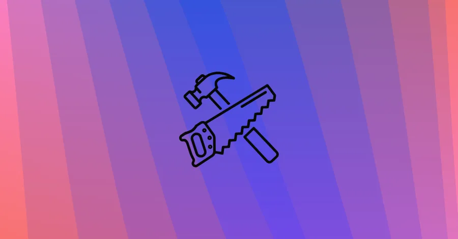 Hammer and saw icon on a purple gradient