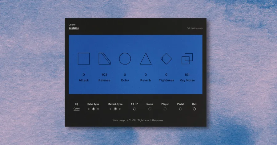 Felt Instruments Lekko plugin interface with its minimal, warm design