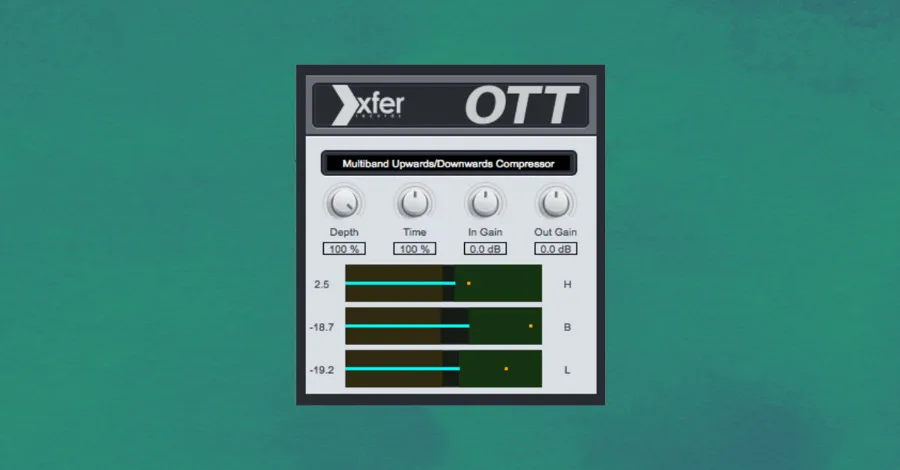 XferRecords OTT multiband upward compressor plugin interface
