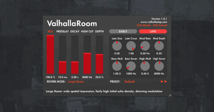 Valhalla Room reverb interface