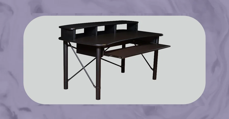 RAB Audio ProRak 61 studio workstation with monitor bridge and rolling keyboard shelf