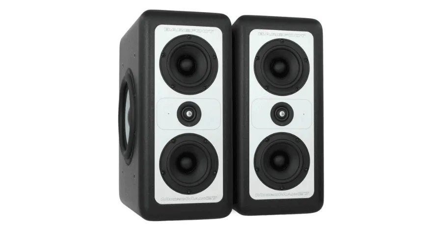 Barefoot MicroMain27 studio monitor with side-firing subwoofers