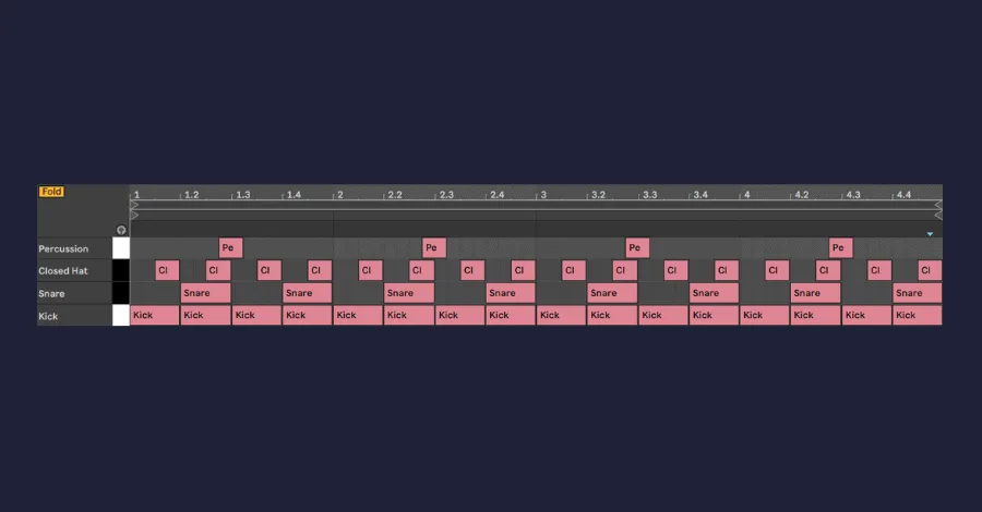 Basic drum programming: a simple house loop in a DAW piano roll