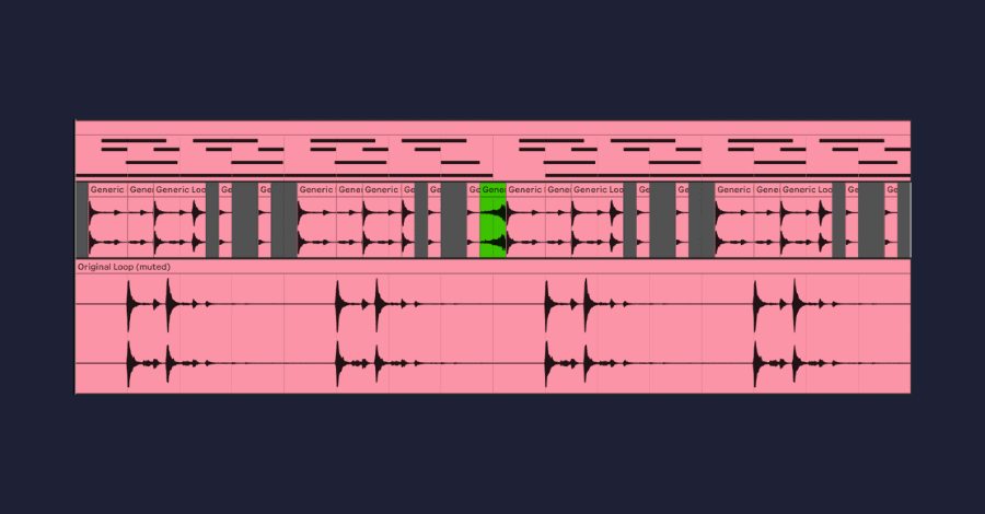 An audio loop spliced and warped to fit tastefully into a drum arrangement