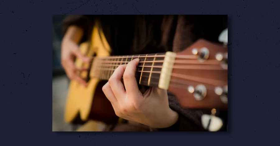 EQ cheat sheet for guitars showing frequency ranges for electric, acoustic, and bass guitar