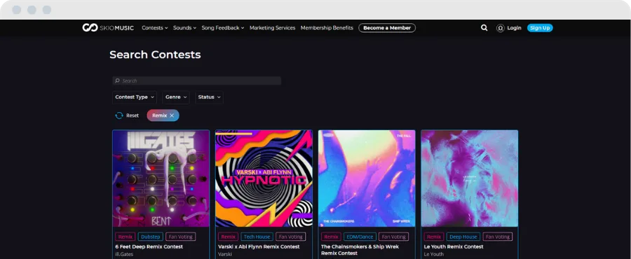 Skio Music remix contest platform