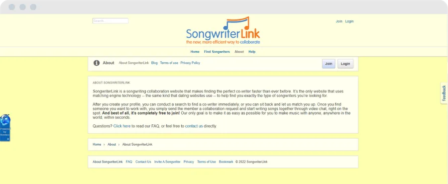 Songwriter Link musician matching platform