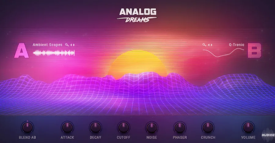 Analog Dreams Kontakt library interface with vintage synth sounds