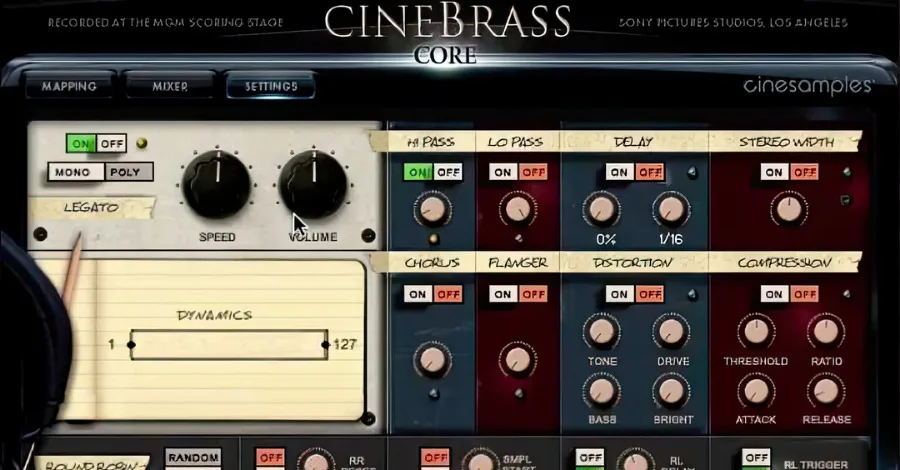 CineBrass Core CineSamples Kontakt library showing orchestral brass ensemble