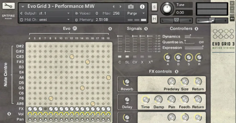 Evolution Spitfire Audio Kontakt library showing orchestral instruments