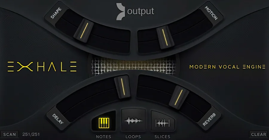 Exhale Kontakt library interface showing modern vocal texture synthesis