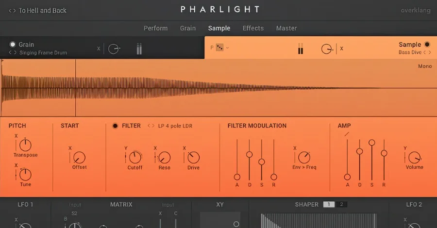 Pharlight Kontakt library interface showing granular vocal synthesis