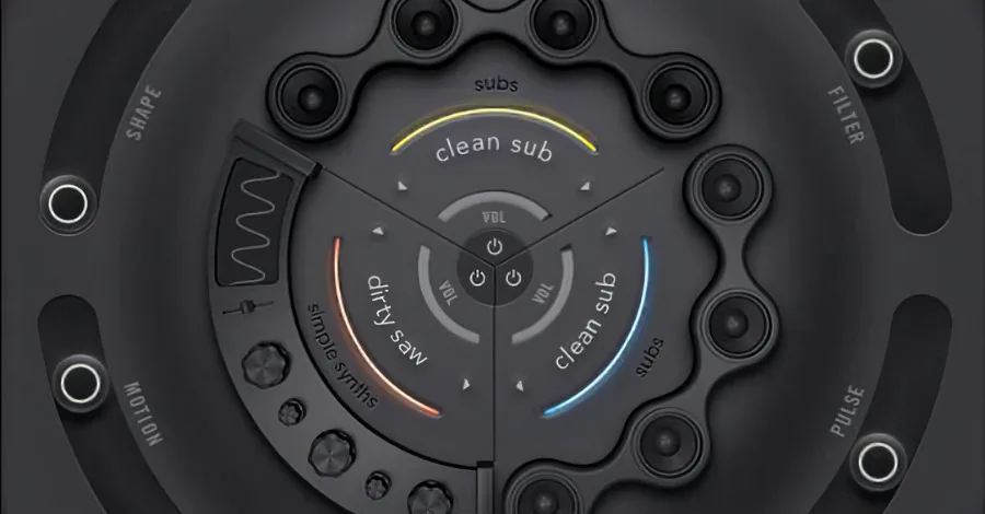 Substance Kontakt library interface showing modern bass and texture synthesis