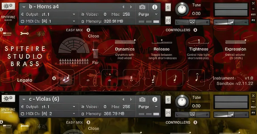 Woodwinds and Brass Collection Spitfire Audio Kontakt library interface