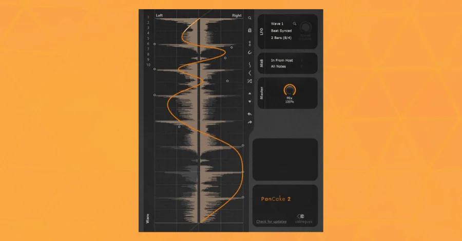 Cableguys Pancake auto-panning plugin interface with modulation curves
