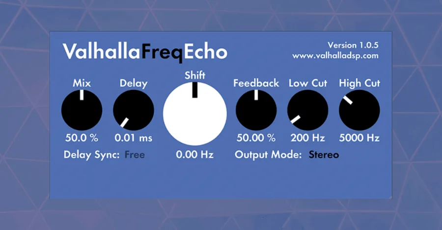 Valhalla Freq Echo delay and modulation plugin interface