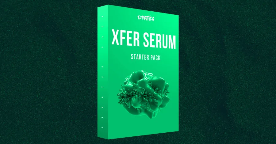Cymatics Xfer Serum Starter Pack artwork with aggressive bass-forward branding