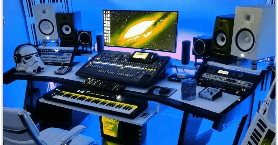 Pinterest LED studio, clean functional aesthetic with storm trooper personality touch