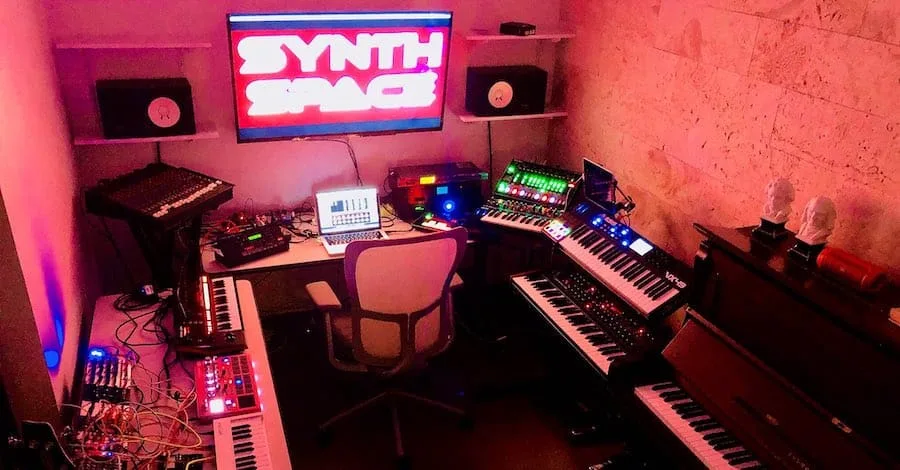 Twitter LED studio, bright lights transform a cave setup into something alive