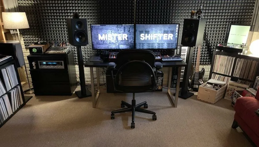 Imgur drum and bass jungle studio, clean and aesthetically beautiful basement