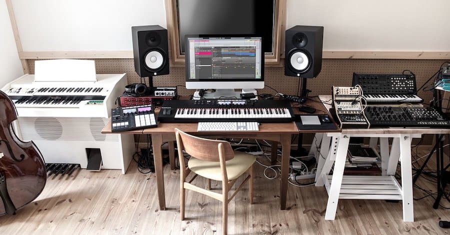 ArchitectureIn wood studio, wood floors acting as connecting glue in a beige, soft space