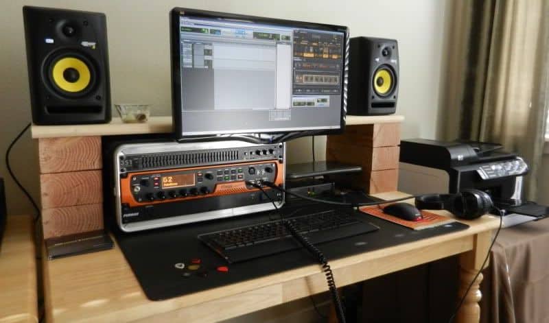 Pinterest wood studio, wooden speaker stands adding a funky, balanced touch