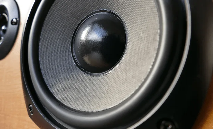 Close-up of a studio monitor woofer