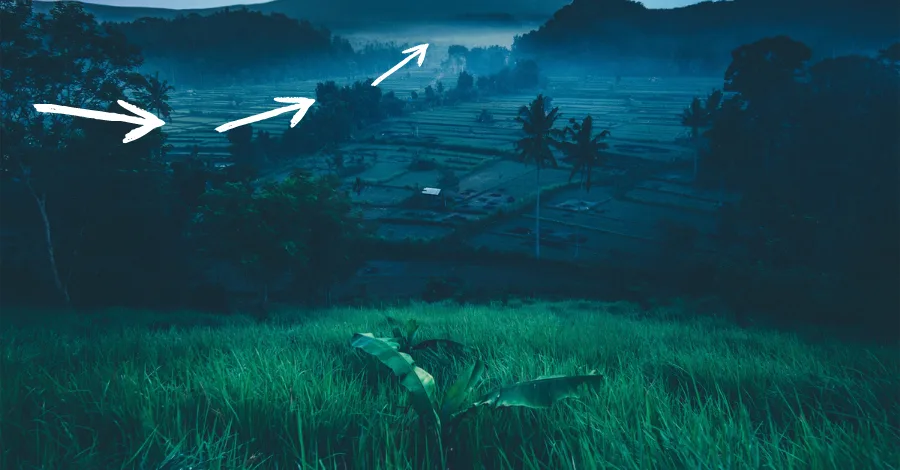 Abstract stereo field visualization showing left-right spatial distribution of elements in a professional mix