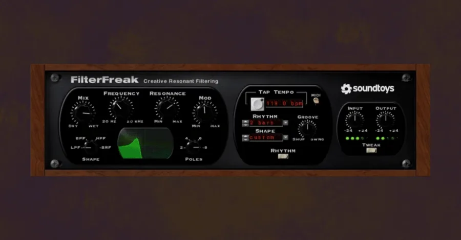 SoundToys FilterFreak plugin interface showing filter modulation settings on a sample
