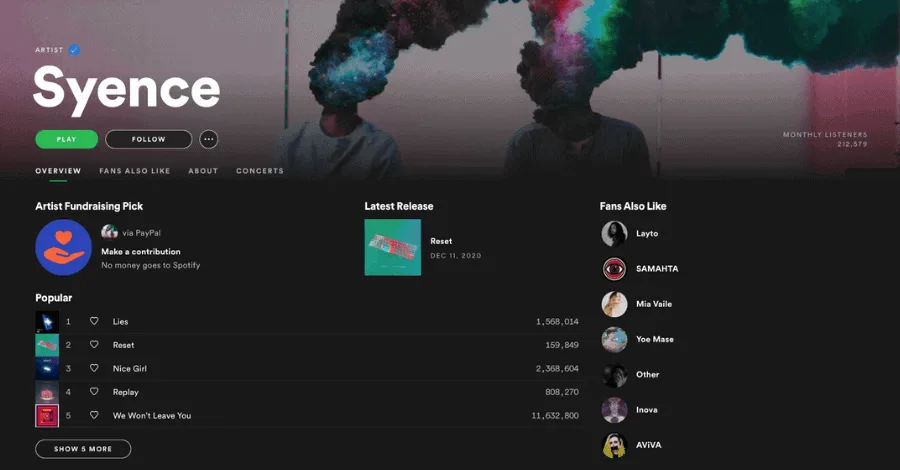 Syence's bass-pop sound matching the vibrant colors and darker textures of their Spotify artist brand