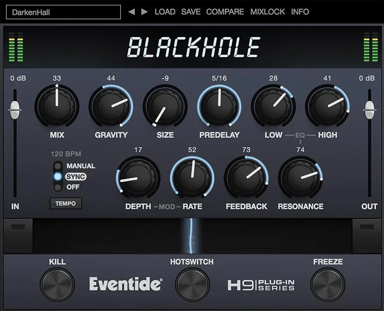 Decay time and pre-delay parameter visualization on a reverb plugin