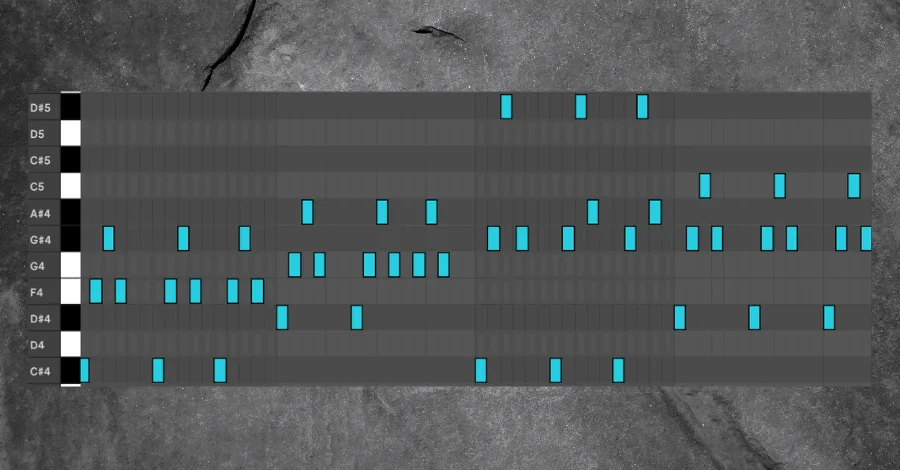Arp layer showing chord MIDI running through an arpeggiator to add rhythmic movement