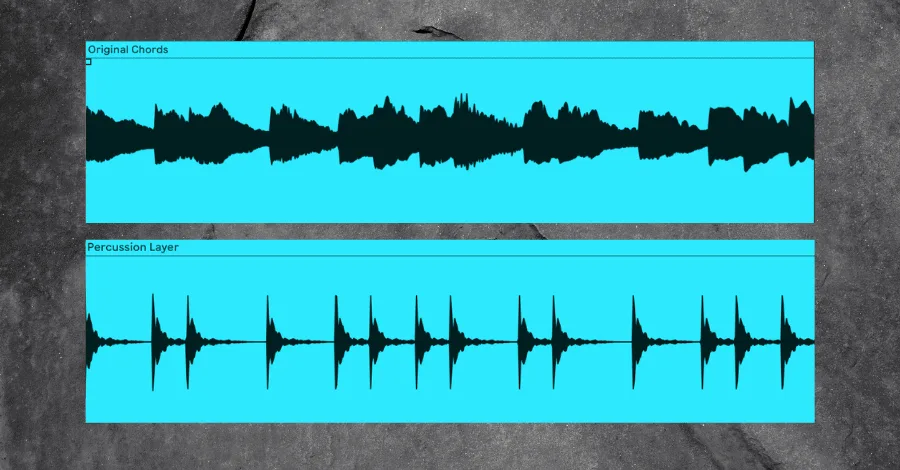 Percussive layer showing tuned percussion added to a lead synth for a tonal snap on each note
