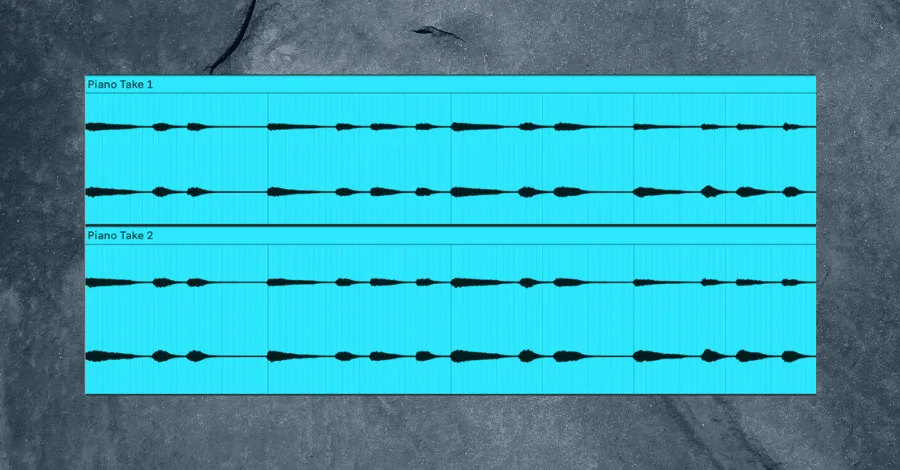 Duplicate acoustic recording showing two takes of the same piano performance laid side by side