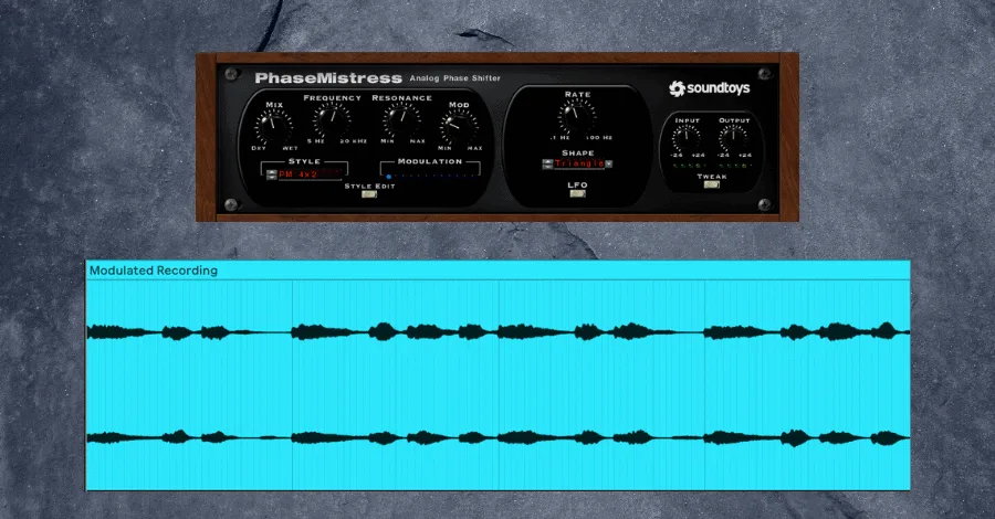 Modulation layer showing two versions of the same sound printed with different modulation settings to be layered