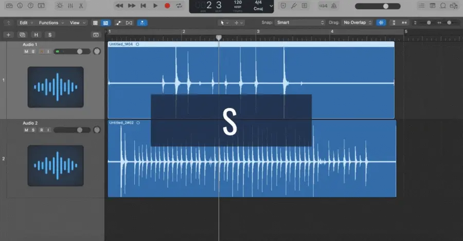 Logic Pro solo button highlighting a selected track in yellow