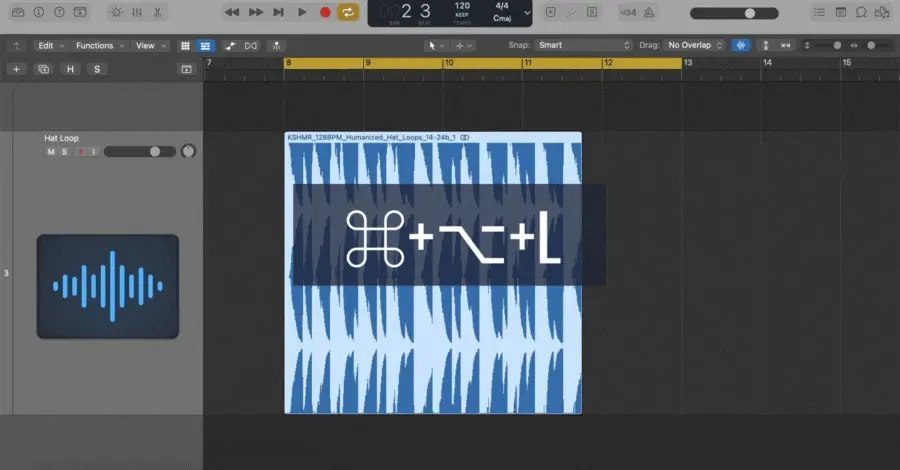 Logic Pro region being stretched to match the nearest locator position