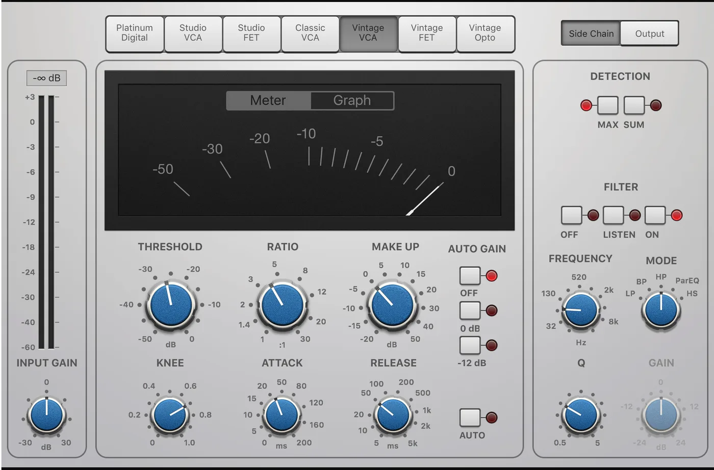 Bus compressor chain in a mastering session showing three compressors in series with subtle gain reduction