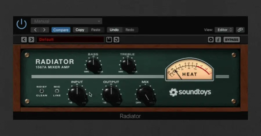 Preamp plugin at the beginning of a channel strip adding warmth and analog color to a digital synth
